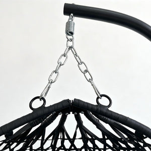 English Elm Foldable Hanging Egg Chair Hdpe Wicker Stand Cushion Patio Balcony 350 Lbs Black W2500P494295
