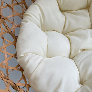 English Elm Foldable Hanging Egg Chair Hdpe Wicker Stand Cushion Patio Balcony 350 Lbs Beige+Yellow W2500P494296