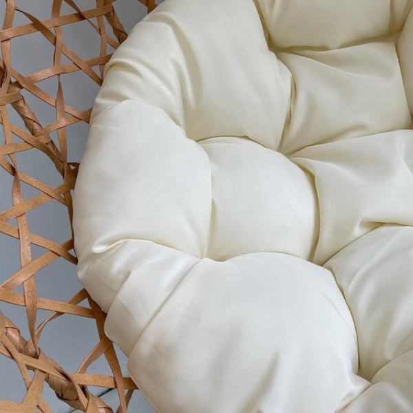 English Elm Foldable Hanging Egg Chair Hdpe Wicker Stand Cushion Patio Balcony 350 Lbs Beige+Yellow W2500P494296