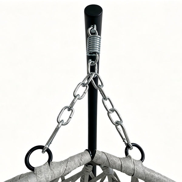 English Elm Foldable Hanging Egg Chair Hdpe Wicker Stand Cushion Patio Balcony 350 Lbs Beige+Grey W2500P494297