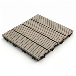 English Elm Wpc Interlocking Outdoor Deck Tiles 25 Pack Wood Plastic Composite Patio Flooring Set Dark Grey Standard Panel W2500P512732