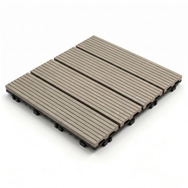 English Elm Wpc Interlocking Outdoor Deck Tiles 25 Pack Wood Plastic Composite Patio Flooring Set Dark Grey Standard Panel W2500P512732