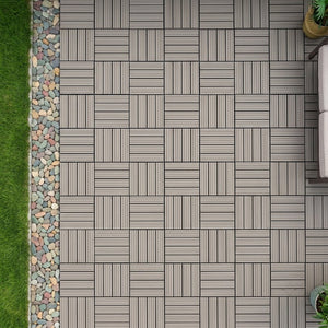 English Elm Wpc Interlocking Outdoor Deck Tiles 25 Pack Wood Plastic Composite Patio Flooring Set Dark Grey Standard Panel W2500P512732
