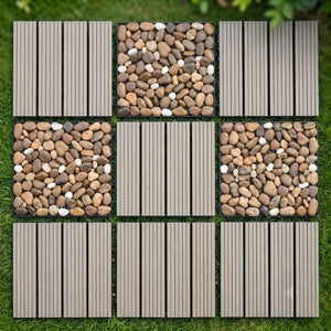 English Elm Wpc Interlocking Outdoor Deck Tiles 25 Pack Wood Plastic Composite Patio Flooring Set Dark Grey Standard Panel W2500P512732