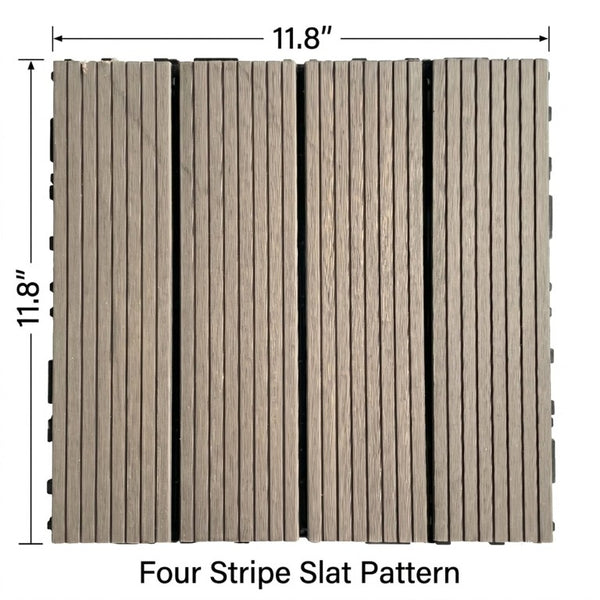 English Elm Wpc Interlocking Outdoor Deck Tiles 25 Pack Wood Plastic Composite Patio Flooring Set Dark Grey Standard Panel W2500P512732