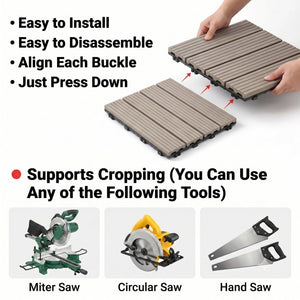 English Elm Wpc Interlocking Outdoor Deck Tiles 25 Pack Wood Plastic Composite Patio Flooring Set Dark Grey Standard Panel W2500P512732
