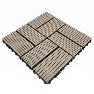 English Elm Wpc Interlocking Outdoor Deck Tiles 25 Pack Wood Plastic Composite Patio Flooring Set Dark Grey 8 Panel W2500P512734