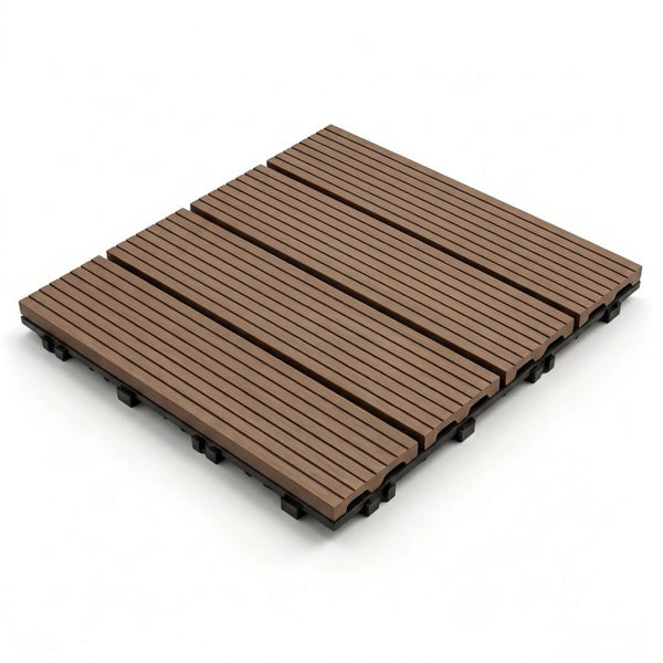 English Elm Wpc Interlocking Outdoor Deck Tiles 25 Pack Wood Plastic Composite Patio Flooring Set Light Brown Standard Panel W2500P512737