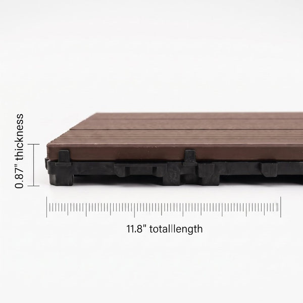 English Elm Wpc Interlocking Outdoor Deck Tiles 25 Pack Wood Plastic Composite Patio Flooring Set Light Brown Standard Panel W2500P512737
