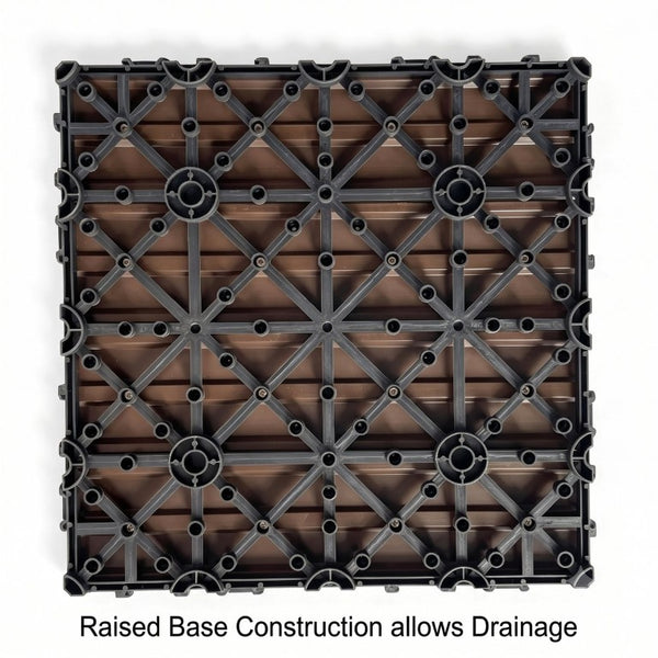 English Elm Wpc Interlocking Outdoor Deck Tiles 25 Pack Wood Plastic Composite Patio Flooring Set Light Brown Standard Panel W2500P512737