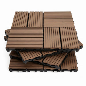 English Elm Wpc Interlocking Outdoor Deck Tiles 25 Pack Wood Plastic Composite Patio Flooring Set Light Brown 8 Panel W2500P512740