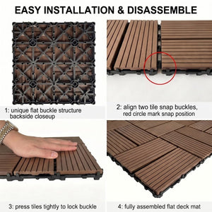 English Elm Wpc Interlocking Outdoor Deck Tiles 25 Pack Wood Plastic Composite Patio Flooring Set Light Brown 8 Panel W2500P512740