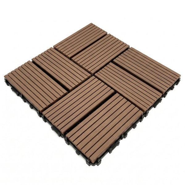 English Elm Wpc Interlocking Outdoor Deck Tiles 25 Pack Wood Plastic Composite Patio Flooring Set Light Brown 8 Panel W2500P512740