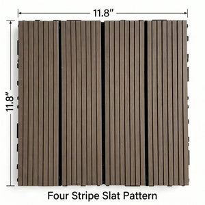English Elm Wpc Interlocking Outdoor Deck Tiles 25 Pack Wood Plastic Composite Patio Flooring Set Dark Brown Standard Panel W2500P512741