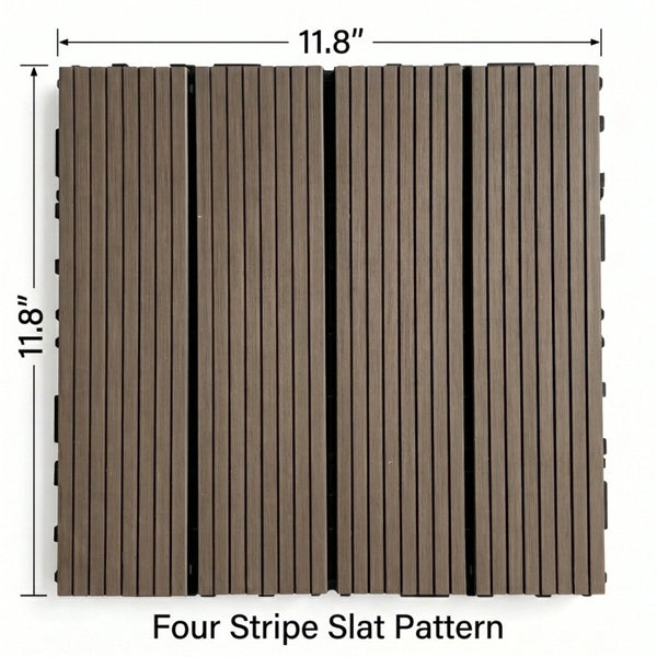 English Elm Wpc Interlocking Outdoor Deck Tiles 25 Pack Wood Plastic Composite Patio Flooring Set Dark Brown Standard Panel W2500P512741