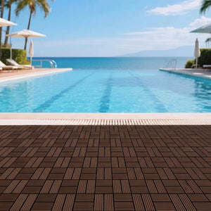 English Elm Wpc Interlocking Outdoor Deck Tiles 25 Pack Wood Plastic Composite Patio Flooring Set Dark Brown 8 Panel W2500P512742
