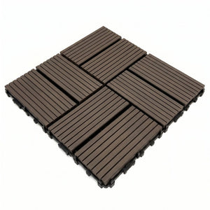 English Elm Wpc Interlocking Outdoor Deck Tiles 25 Pack Wood Plastic Composite Patio Flooring Set Dark Brown 8 Panel W2500P512742