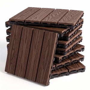 English Elm Wpc Interlocking Outdoor Deck Tiles 25 Pack Wood Plastic Composite Patio Flooring Set Light Brown 4 Panel W2500P512857