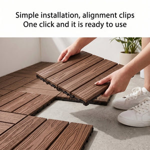 English Elm Wpc Interlocking Outdoor Deck Tiles 25 Pack Wood Plastic Composite Patio Flooring Set Light Brown 4 Panel W2500P512857