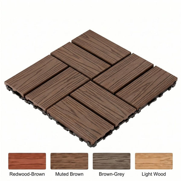 English Elm Wpc Interlocking Snap Deck Tiles Wood Plastic Composite Outdoor Patio Flooring Set Light Brown 8 Panel W2500P512860