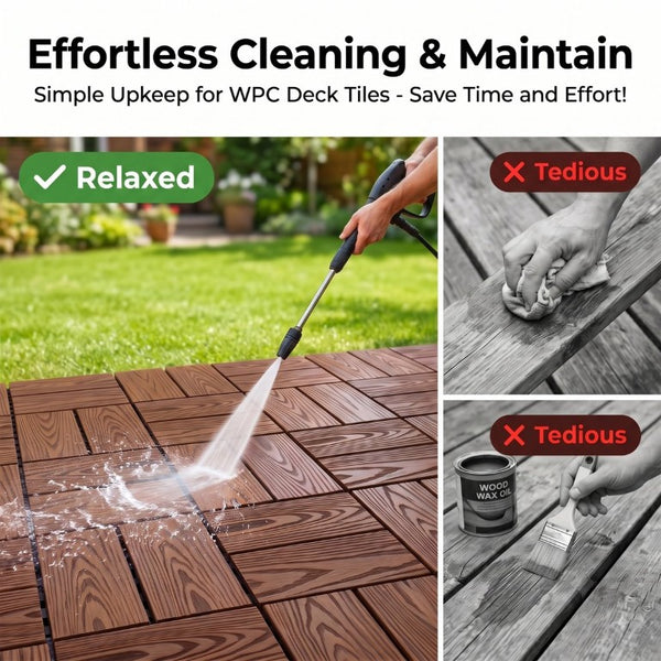 English Elm Wpc Interlocking Snap Deck Tiles Wood Plastic Composite Outdoor Patio Flooring Set Light Brown 8 Panel W2500P512860