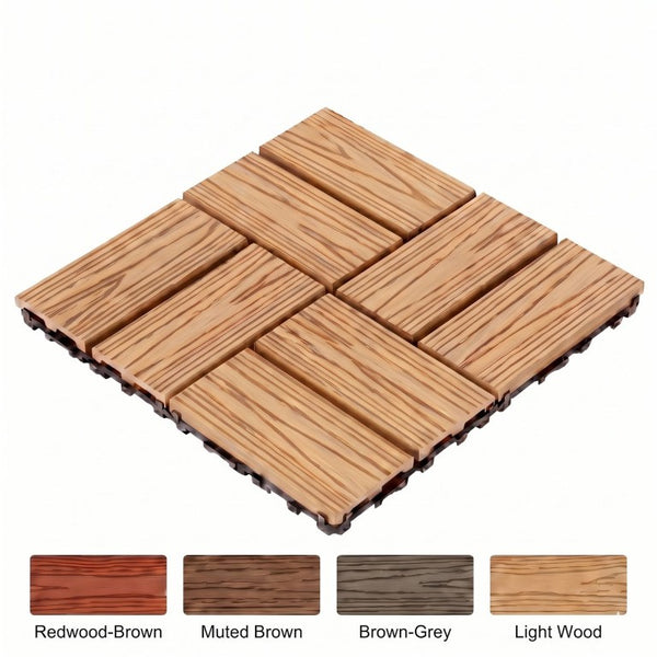 English Elm Wpc Interlocking Snap Deck Tiles Wood Plastic Composite Outdoor Patio Flooring Set Natural Wood 8 Panel W2500P512867