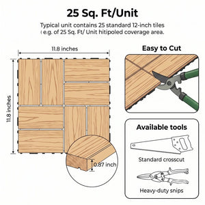 English Elm Wpc Interlocking Snap Deck Tiles Wood Plastic Composite Outdoor Patio Flooring Set Natural Wood 8 Panel W2500P512867