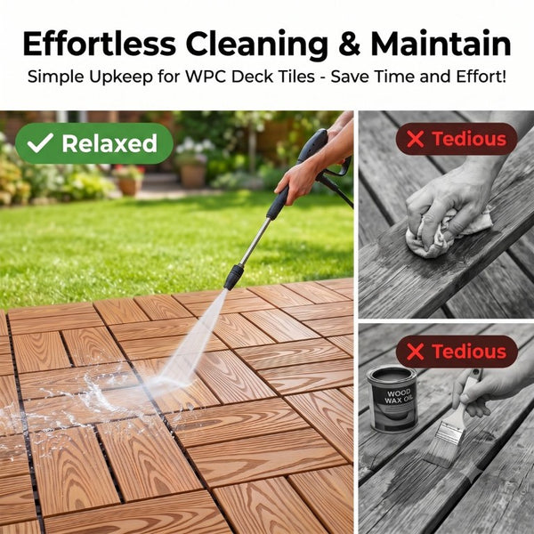 English Elm Wpc Interlocking Snap Deck Tiles Wood Plastic Composite Outdoor Patio Flooring Set Natural Wood 8 Panel W2500P512867