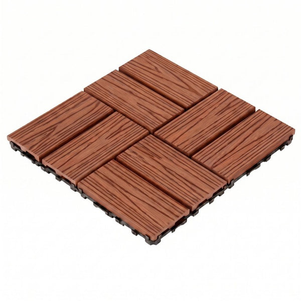 English Elm Wpc Interlocking Snap Deck Tiles Wood Plastic Composite Outdoor Patio Flooring Set Mahogany 8 Panel W2500P512872