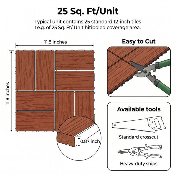 English Elm Wpc Interlocking Snap Deck Tiles Wood Plastic Composite Outdoor Patio Flooring Set Mahogany 8 Panel W2500P512872