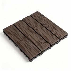 English Elm Wpc Interlocking Snap Deck Tiles Wood Plastic Composite Outdoor Patio Flooring Set Dark Brown 4 Panel W2500P512904