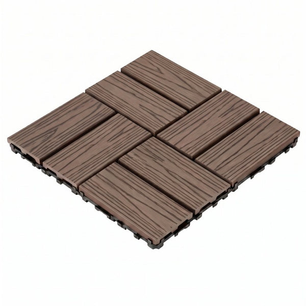 English Elm Wpc Interlocking Snap Deck Tiles Wood Plastic Composite Outdoor Patio Flooring Set Dark Brown 8 Panel W2500P512906