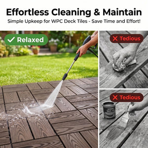 English Elm Wpc Interlocking Snap Deck Tiles Wood Plastic Composite Outdoor Patio Flooring Set Dark Brown 8 Panel W2500P512906