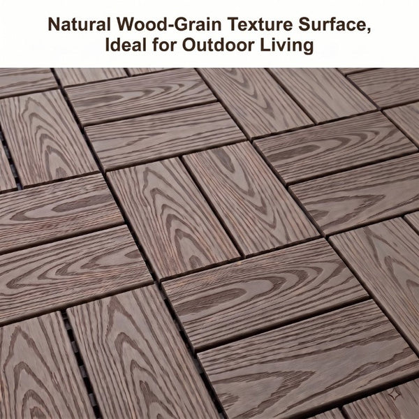 English Elm Wpc Interlocking Snap Deck Tiles Wood Plastic Composite Outdoor Patio Flooring Set Dark Brown 8 Panel W2500P512906