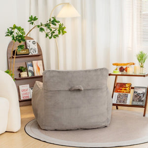 English Elm Mj-Ys147new-Wt Oversized Teddy Faux Fur Bean Bag Foam Filled Lounge Chair Gray W2510P207000