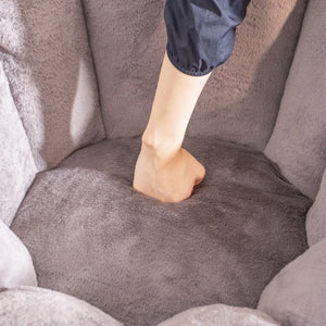 English Elm Giant Faux Fur Bean Bag Lounge Chair Plush Shell Silhouette for Gaming and Reading Gray W2510P237792
