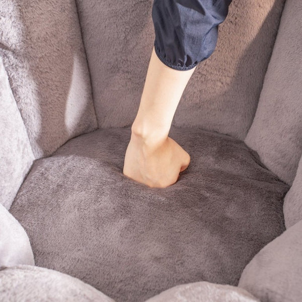English Elm Giant Faux Fur Bean Bag Lounge Chair Plush Shell Silhouette for Gaming and Reading Gray W2510P237792