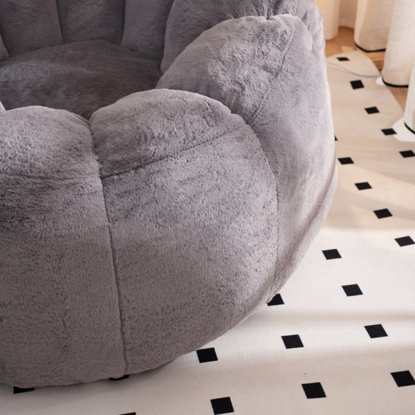 English Elm Giant Faux Fur Bean Bag Lounge Chair Plush Shell Silhouette for Gaming and Reading Gray W2510P237792