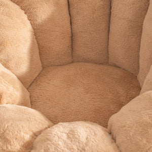 English Elm Giant Faux Fur Bean Bag Lounge Chair Plush Shell Silhouette for Gaming and Reading Khaki W2510P237795