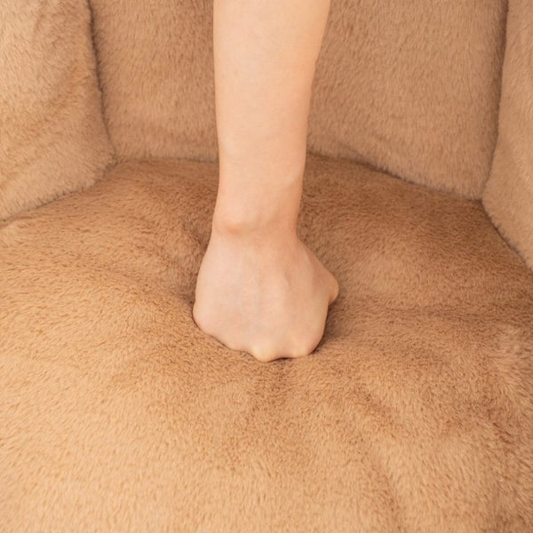 English Elm Giant Faux Fur Bean Bag Lounge Chair Plush Shell Silhouette for Gaming and Reading Khaki W2510P237795