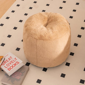 English Elm Giant Faux Fur Bean Bag Lounge Chair Plush Shell Silhouette for Gaming and Reading Khaki W2510P237795