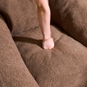 English Elm Bean Bag Chair Faux Fur Memory Foam Filled Lounge Seat for Dorm or Living Room Brown W2510P340382