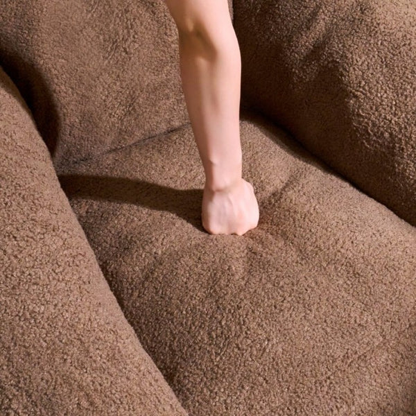 English Elm Bean Bag Chair Faux Fur Memory Foam Filled Lounge Seat for Dorm or Living Room Brown W2510P340382