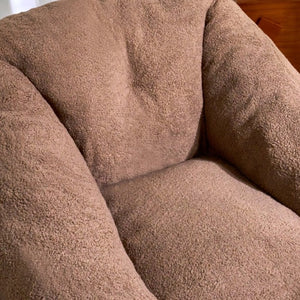 English Elm Bean Bag Chair Faux Fur Memory Foam Filled Lounge Seat for Dorm or Living Room Brown W2510P340382