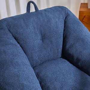 English Elm Bean Bag Chair Faux Fur Memory Foam Filled Lounge Seat for Dorm or Living Room Dark Blue W2510P340388
