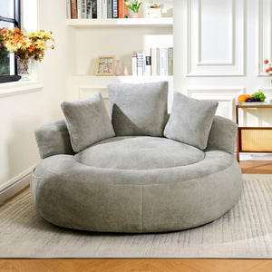 English Elm 5Ft Chenille Bean Bag Lounger with Memory Foam Fill and Ergonomic Support for Any Room Gray W2510P346111
