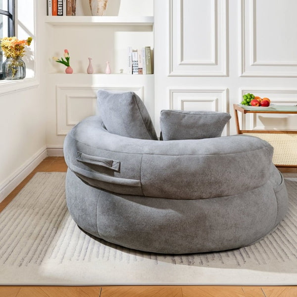 English Elm 5Ft Chenille Bean Bag Lounger with Memory Foam Fill and Ergonomic Support for Any Room Gray W2510P346111