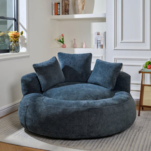 English Elm 5Ft Chenille Bean Bag Lounger with Memory Foam Fill and Ergonomic Support for Any Room Dark Blue W2510P346136
