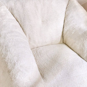 English Elm Bean Bag Chair Faux Fur Memory Foam Filled Lounge Seat for Dorm or Living Room White W2510P348503