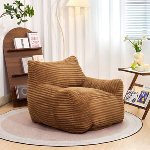 English Elm Bean Bag Floor Chair with Armrests Corduroy Shredded Foam Adult Lounge Seat Brown W2510P369228
